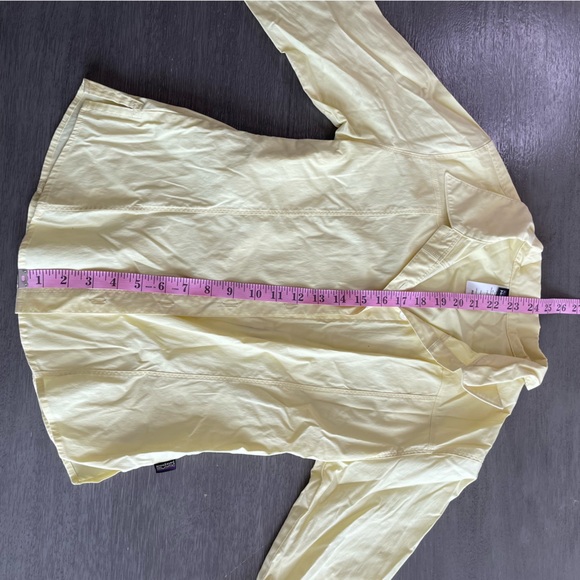 Patagonia Light Yellow Button Up Short Blouse 6 - Picture 12 of 13